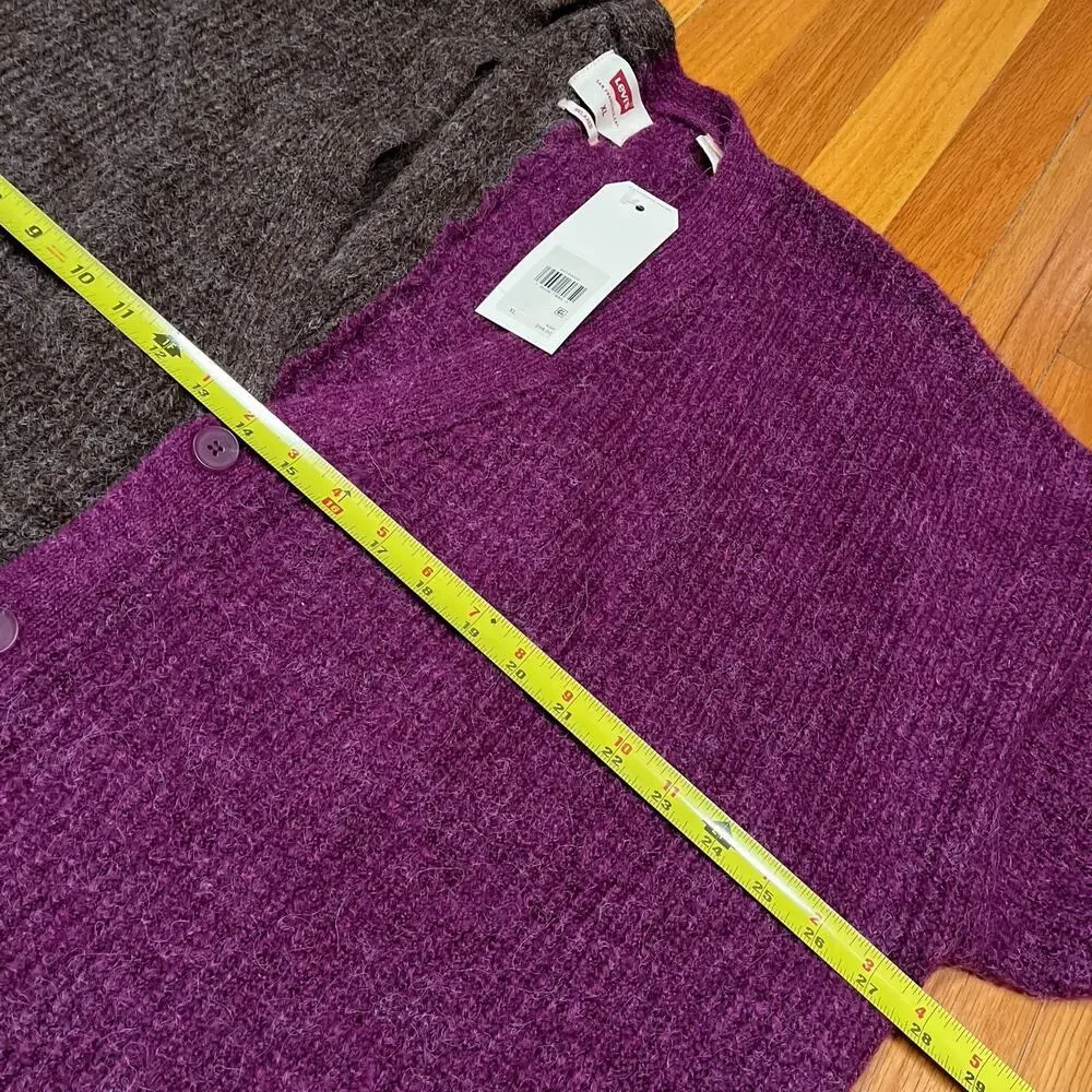 NWT Levi's Brown & Purple Split Coit Boxy Cardigan Size XL Two Tone Wool Acrylic